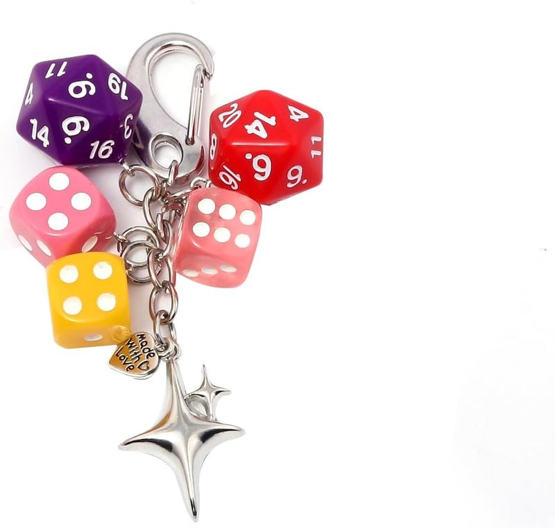 SORGERLY 8 Ball Dice Charm Keychain - Cute Bag Purse Handbag Accessories - Y2K Aesthetic Key Chain for Women Men - Image 1
